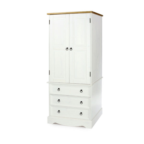 Azusa White 2 Door 3 Drawer Wardrobe | White