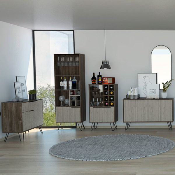 Carson Large Sideboard | Smoked Oak | Self Assembly Grey