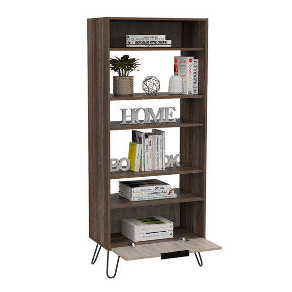 Carson Display Grey Painted Bookcase | Smoked Oak | Self Assembly