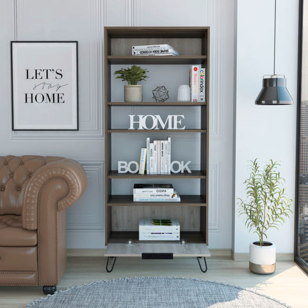 Carson Display Grey Painted Bookcase | Smoked Oak | Self Assembly