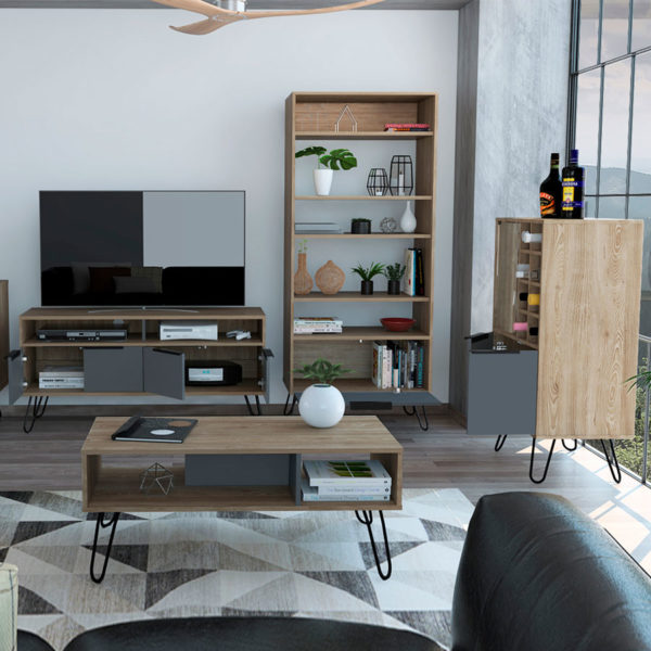 Winchester Grey Wall Storage Unit | Bleached Oak | Self Assembly