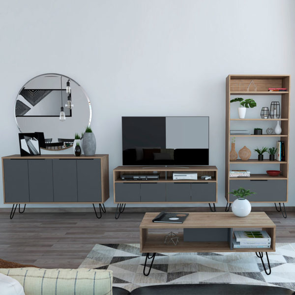 Winchester Grey Wall Storage Unit | Bleached Oak | Self Assembly
