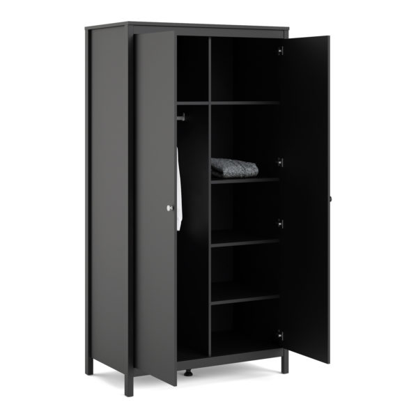 Ronda Wardrobe with 2 Doors | Matte Black