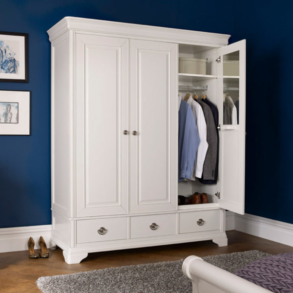 Arlington White Triple Wardrobe