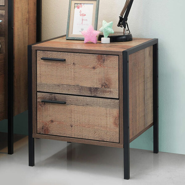 Trimdon 2 Drawer Bedside Table | Rustic Oak | Self Assembly