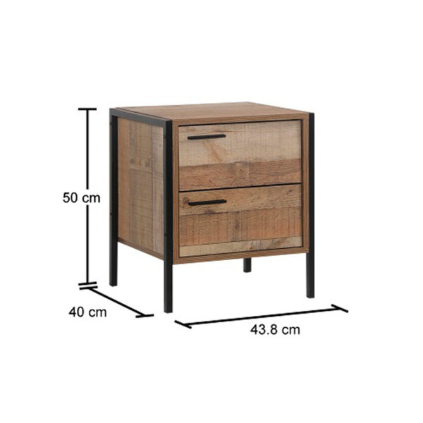 Trimdon 2 Drawer Bedside Table | Rustic Oak | Self Assembly