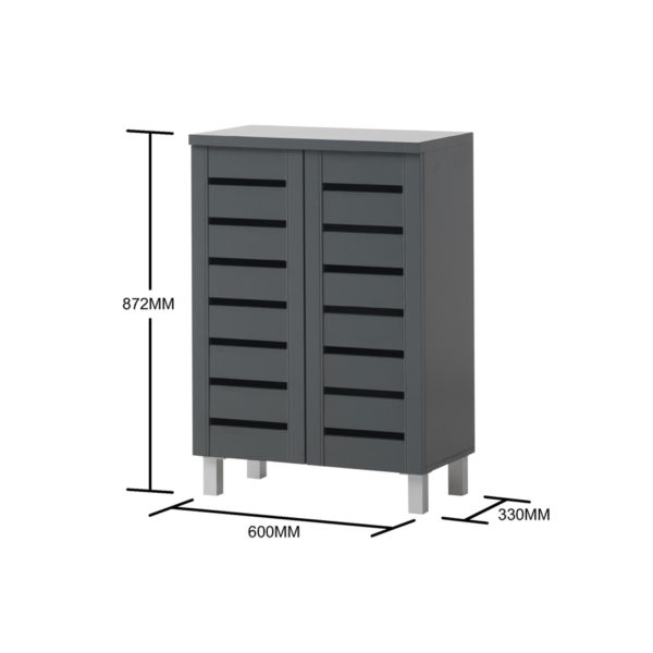 Colbrook Grey 2 Door Shoe Cabinet | Dark Grey | Self Assembly