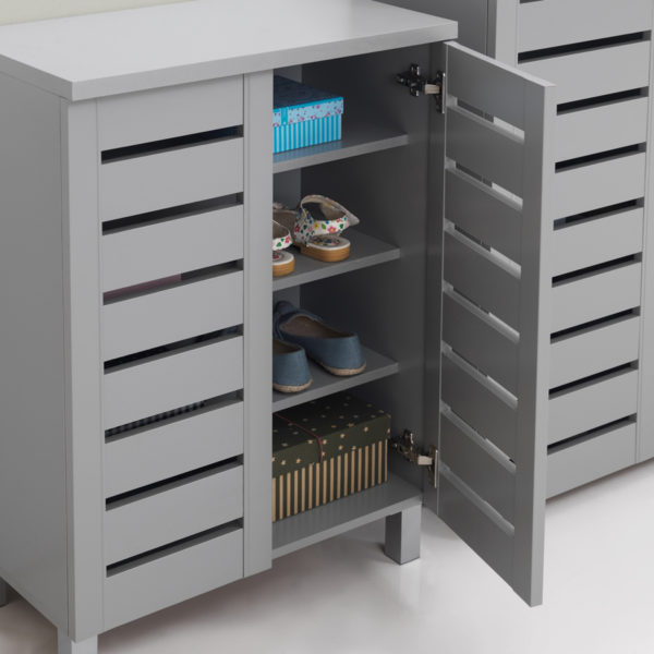 Colbrook Grey 2 Door Shoe Cabinet | Grey | Self Assembly