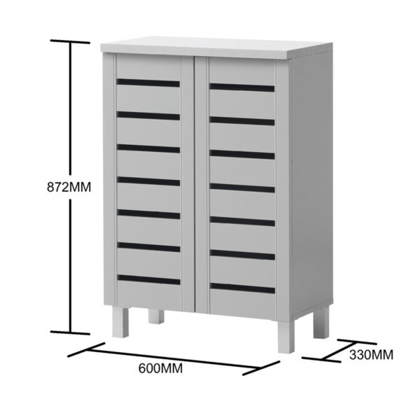Colbrook Grey 2 Door Shoe Cabinet | Grey | Self Assembly
