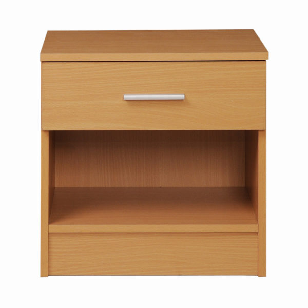 Shevington Nightstand with 1 Drawer | Beech | Bedside Table | Self Assembly