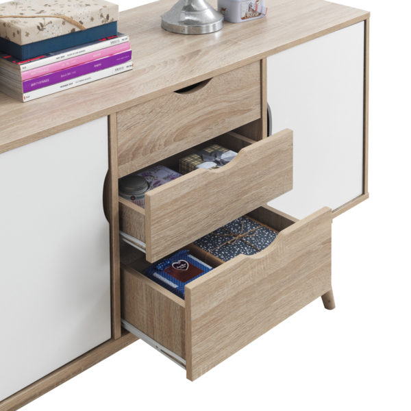 Halifax Sideboard with 2 Doors & 3 Drawers | Sonoma Oak & White | Self Assembly