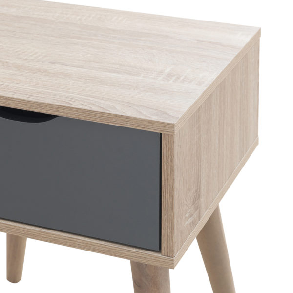 Halifax 1 Drawer Lamp Table | Sonoma Oak & Dark Grey | Bedside Table | Self Assembly
