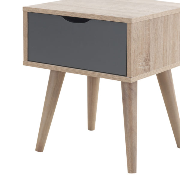 Halifax 1 Drawer Lamp Table | Sonoma Oak & Dark Grey | Bedside Table | Self Assembly