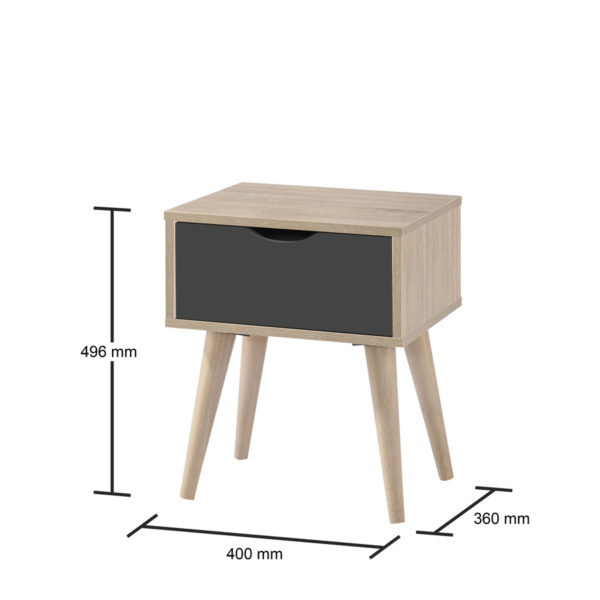 Halifax 1 Drawer Lamp Table | Sonoma Oak & Dark Grey | Bedside Table | Self Assembly