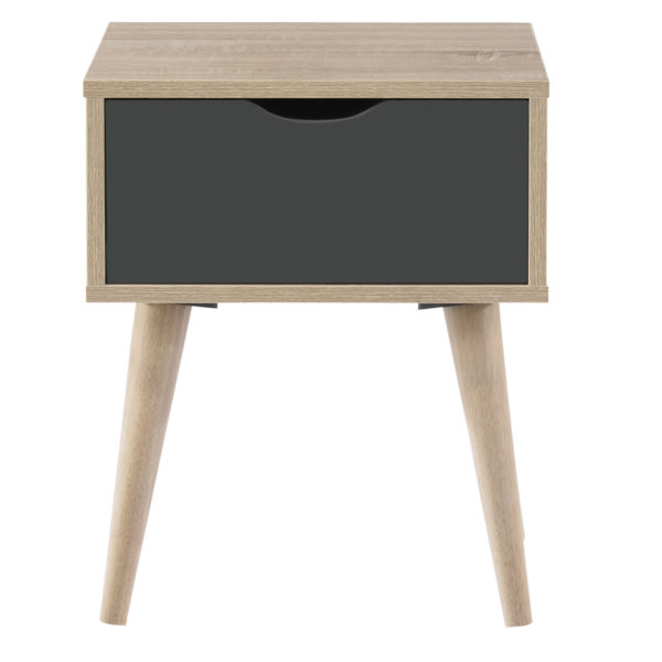Halifax 1 Drawer Lamp Table | Sonoma Oak & Dark Grey | Bedside Table | Self Assembly