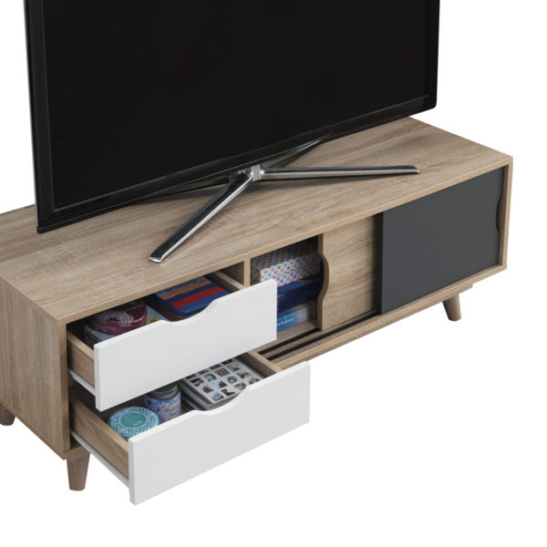 Halifax 2 Door & 2 Drawer TV Unit | Sonoma Oak & Dark Grey | Self Assembly