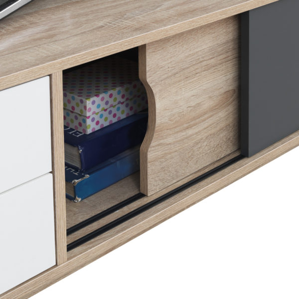 Halifax 2 Door & 2 Drawer TV Unit | Sonoma Oak & Dark Grey | Self Assembly