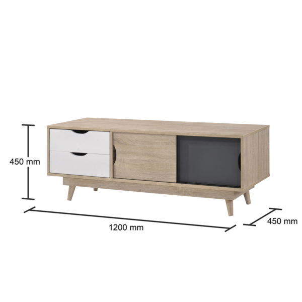Halifax 2 Door & 2 Drawer TV Unit | Sonoma Oak & Dark Grey | Self Assembly