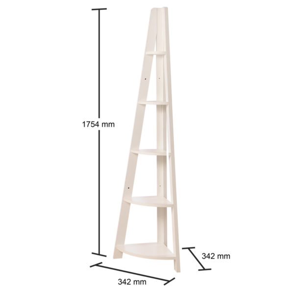 Orrell Corner Ladder Bookcase | White | Self Assembly
