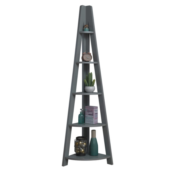 Orrell Corner Ladder Bookcase | Dark Grey | Self Assembly
