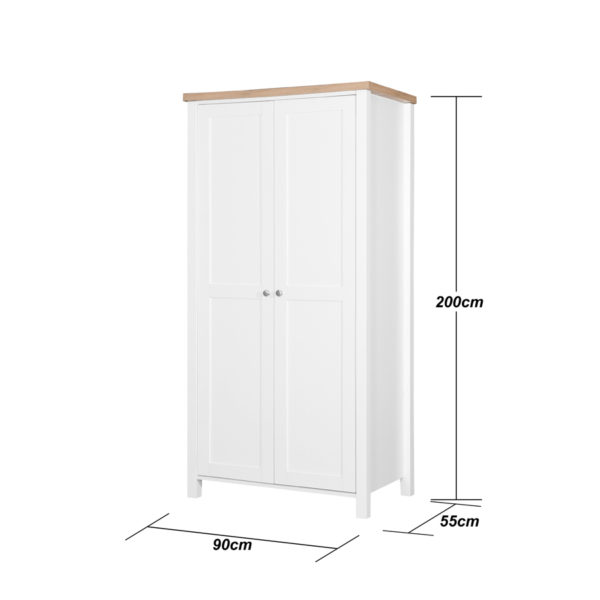 Glastonbury 2 Door Wardrobe |  White | Self Assembly