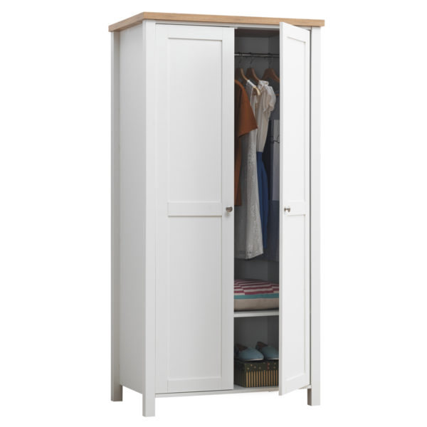 Glastonbury 2 Door Wardrobe |  White | Self Assembly