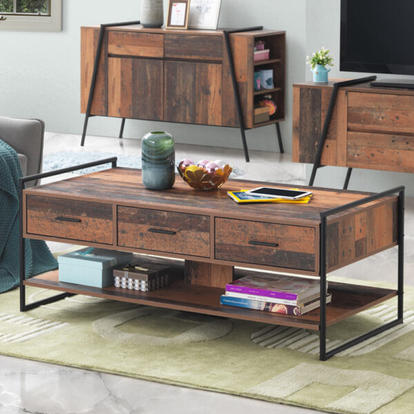 Ashford Coffee Table with 3 Drawers | Oak | Self Assembly