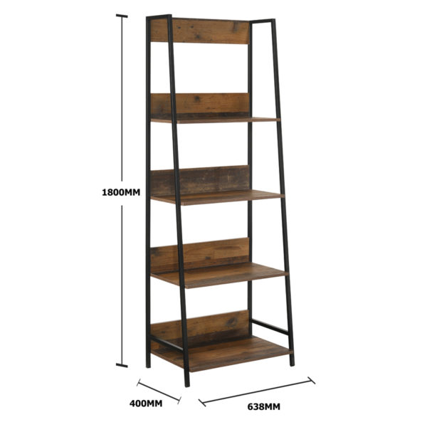 Ashford Bookcase with 4 Shelves | Oak | Metal Frame | Self Assembly