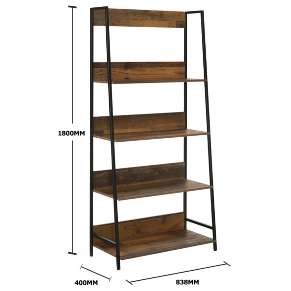 Ashford Large Bookcase with 4 Shelves | Oak | Metal Frame | Self Assembly
