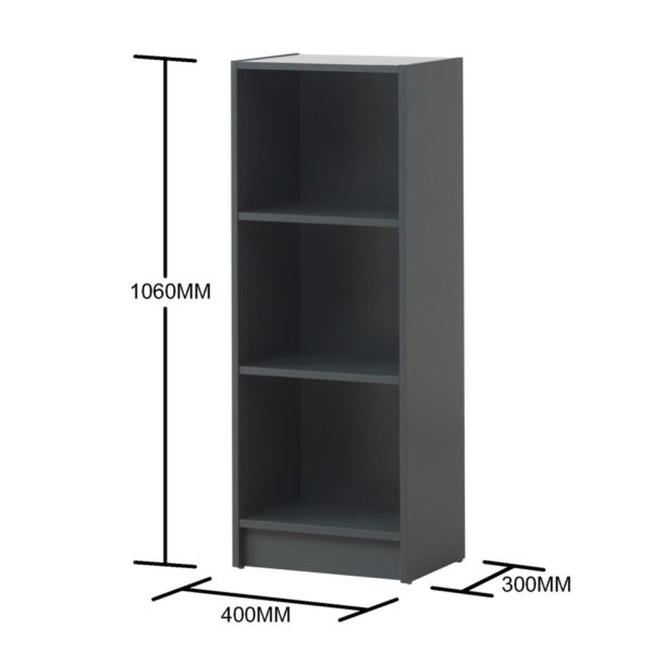 Colbrook Grey Medium Narrow Bookcase | Dark Grey | Self Assembly