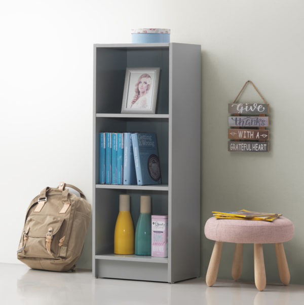 Colbrook Grey Medium Narrow Bookcase | Grey | Self Assembly