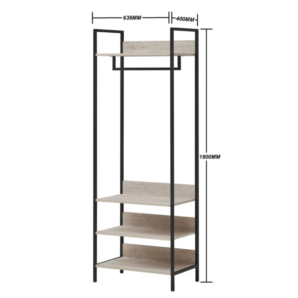 Mersey Open Wardrobe with 4 Shelves | Ash Oak | Self Assembly