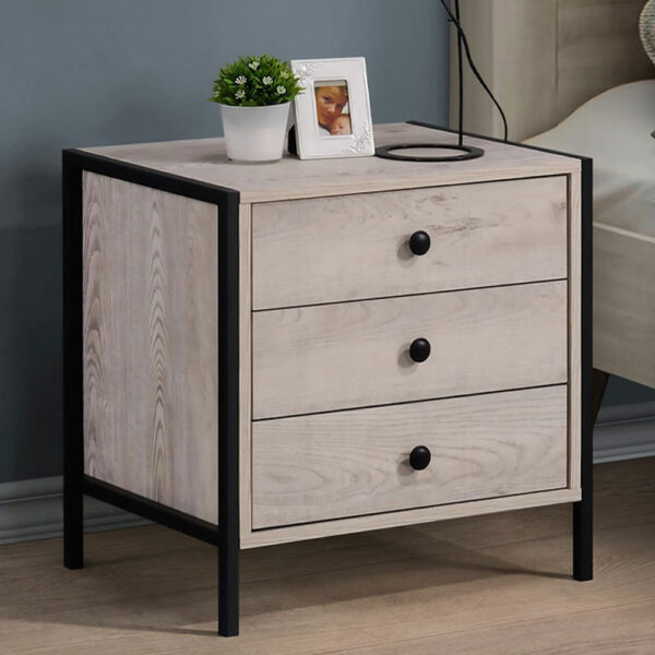 Mersey Nightstand with 3 Drawers | Ash Oak | Bedside Table | Self Assembly