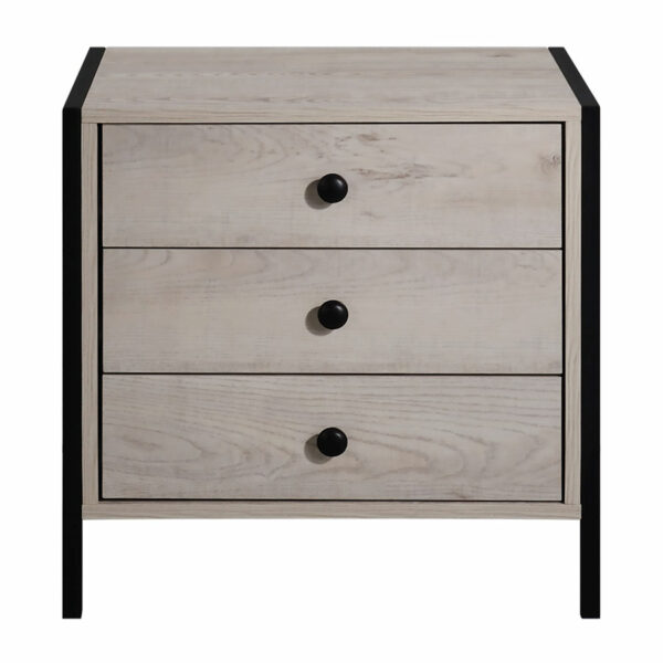 Mersey Nightstand with 3 Drawers | Ash Oak | Bedside Table | Self Assembly