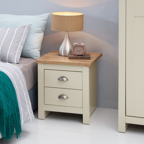 Leigh Cream Nightstand with 2 Drawers | Cream | Bedside Table | Self Assembly