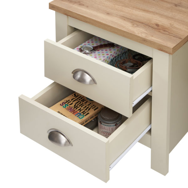 Leigh Cream Nightstand with 2 Drawers | Cream | Bedside Table | Self Assembly