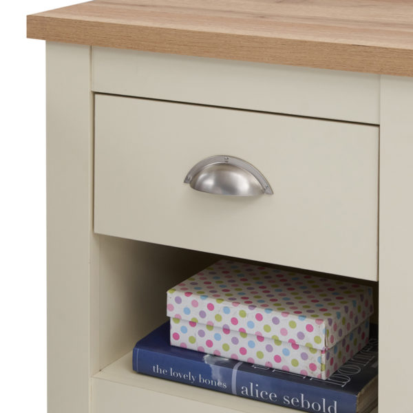 Leigh Cream Nightstand with 1 Drawer | Cream | Bedside Table | Self Assembly