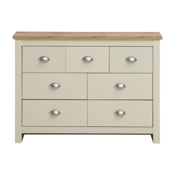 White Leigh Cream Chest of 7 Drawers | Cream | Self Assembly