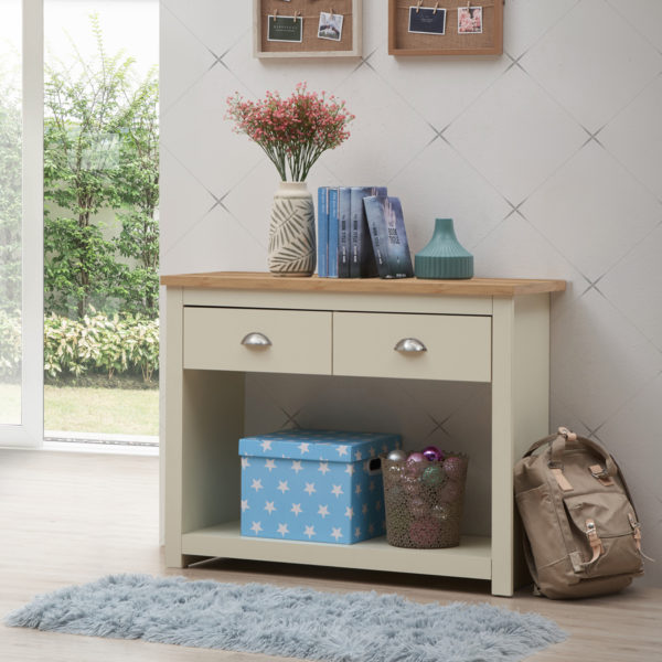 Leigh Cream 2 Drawer Console Table | Cream | Self Assembly