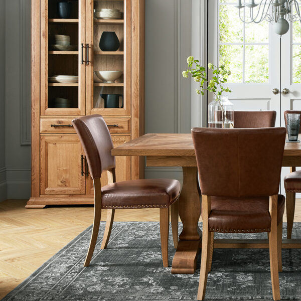Scarborough Rustic Oak Dining Chair | Tan | Pair