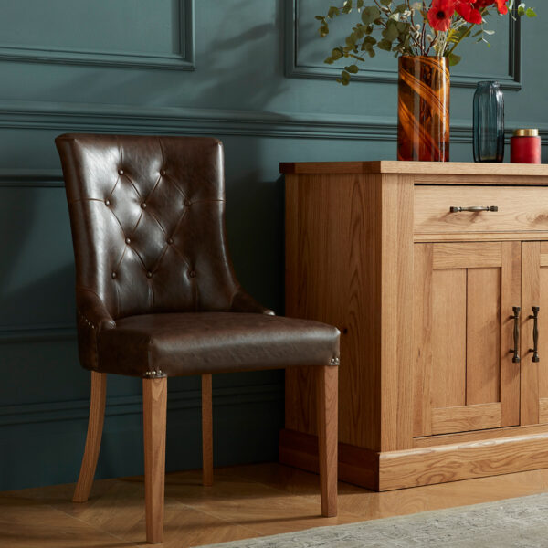 Scarborough Rustic Oak Scoop Dining Chair | Espresso | Pair