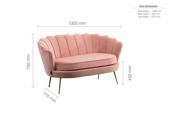 Haxby 2 Seater Sofa | Coral - Pink