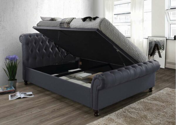Portrush Double Side Ottoman Bed | Charcoal Grey