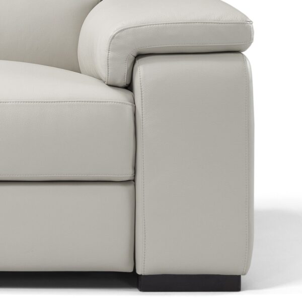 Ancona Italian Leather Left Hand Facing Corner Sofa | Light Grey