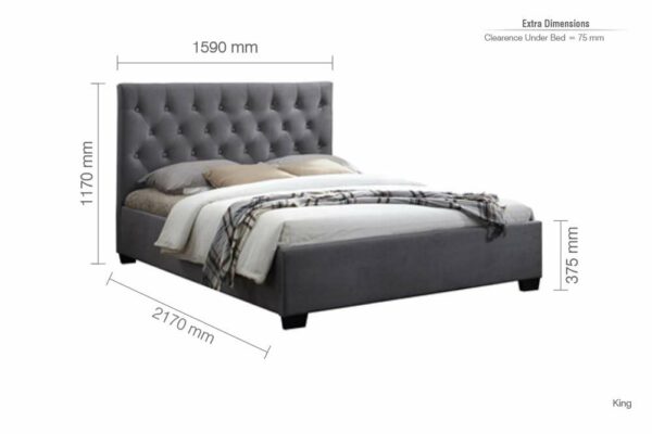Washington King Bed | Grey