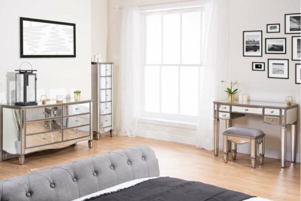 Silver Ayios 6 Drawer Wide Chest | Mirrored