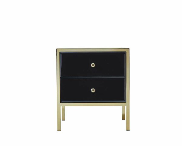 Khobi 2 Drawer Bedside | Black & Gold