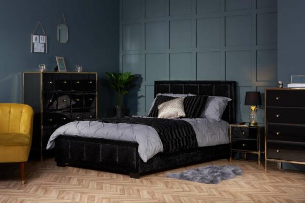 Khobi 2 Drawer Bedside | Black & Gold