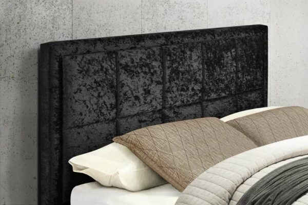 Lenzie King Ottoman Bed | Black Crushed Velvet