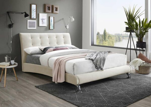 Cream Montrose King Bed | Warm Stone